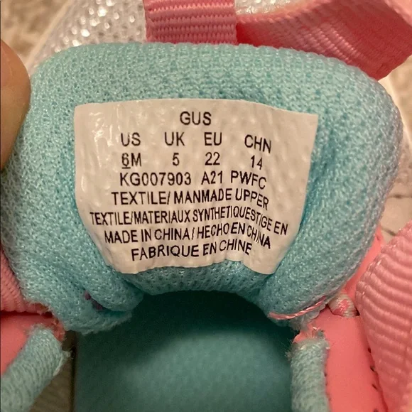 Stride Rite Pink and Silver Sneakers with Velcro Closure- Size 6 - Picture 3 of 4